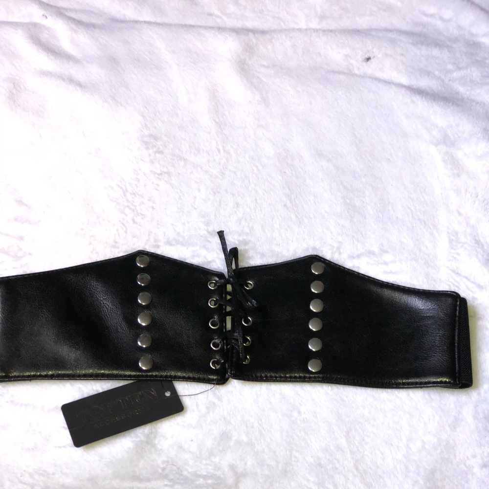 Black leather material corset